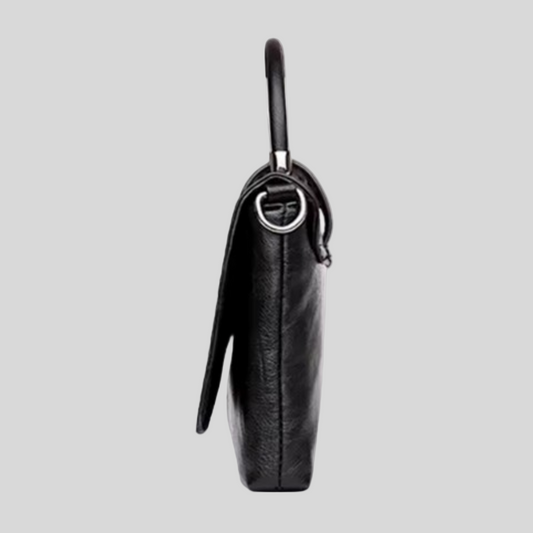 
black leather handbag